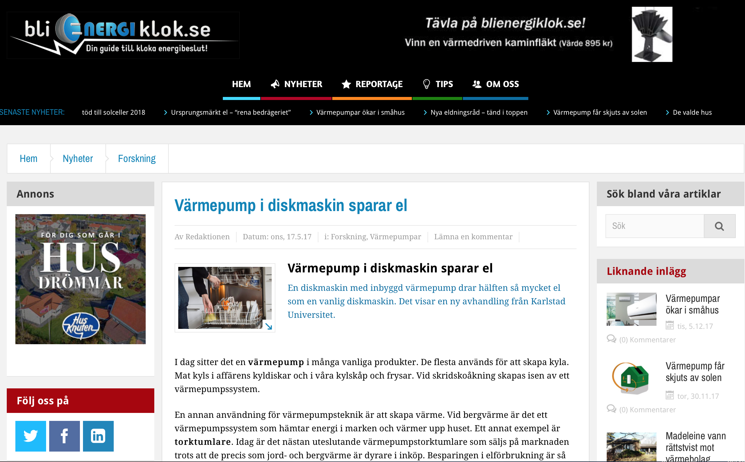 Blienergiklok.se – witryna internetowa